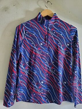 IBKUL Blue and Red Performance Polo with Subtle Stripe Pattern